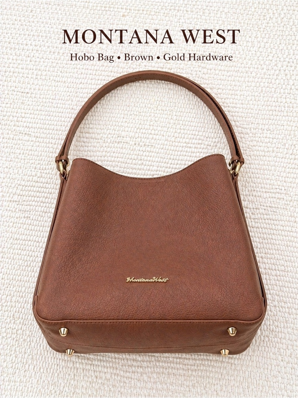 Montana West Brown Hobo Bag Gold Hardware Shoulder Purse